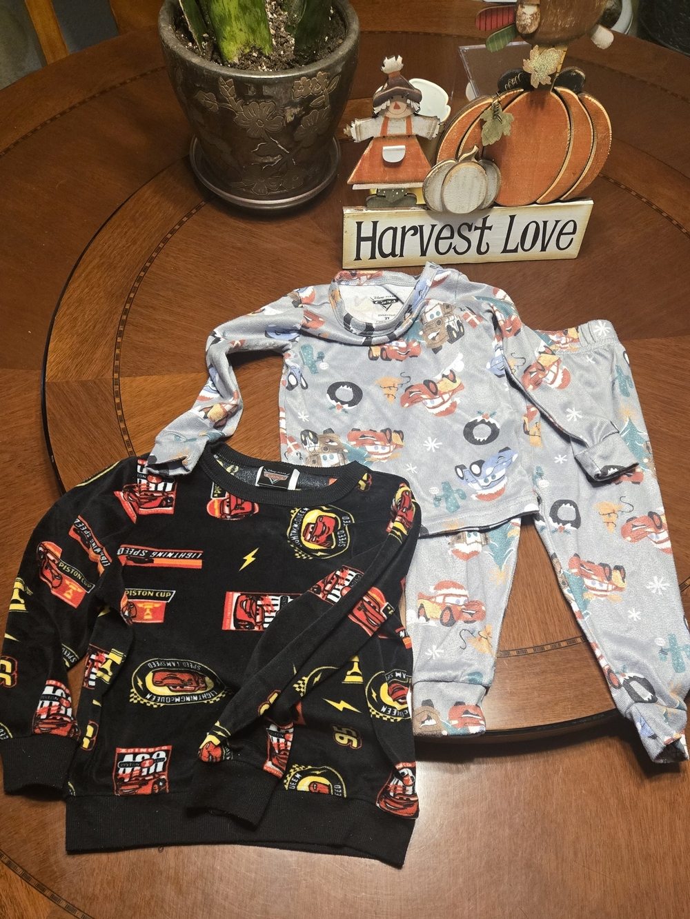 Disney Pixar Cars Boys 2T 2pc Fleece Long Sleeve Pajama + Sweater 3T